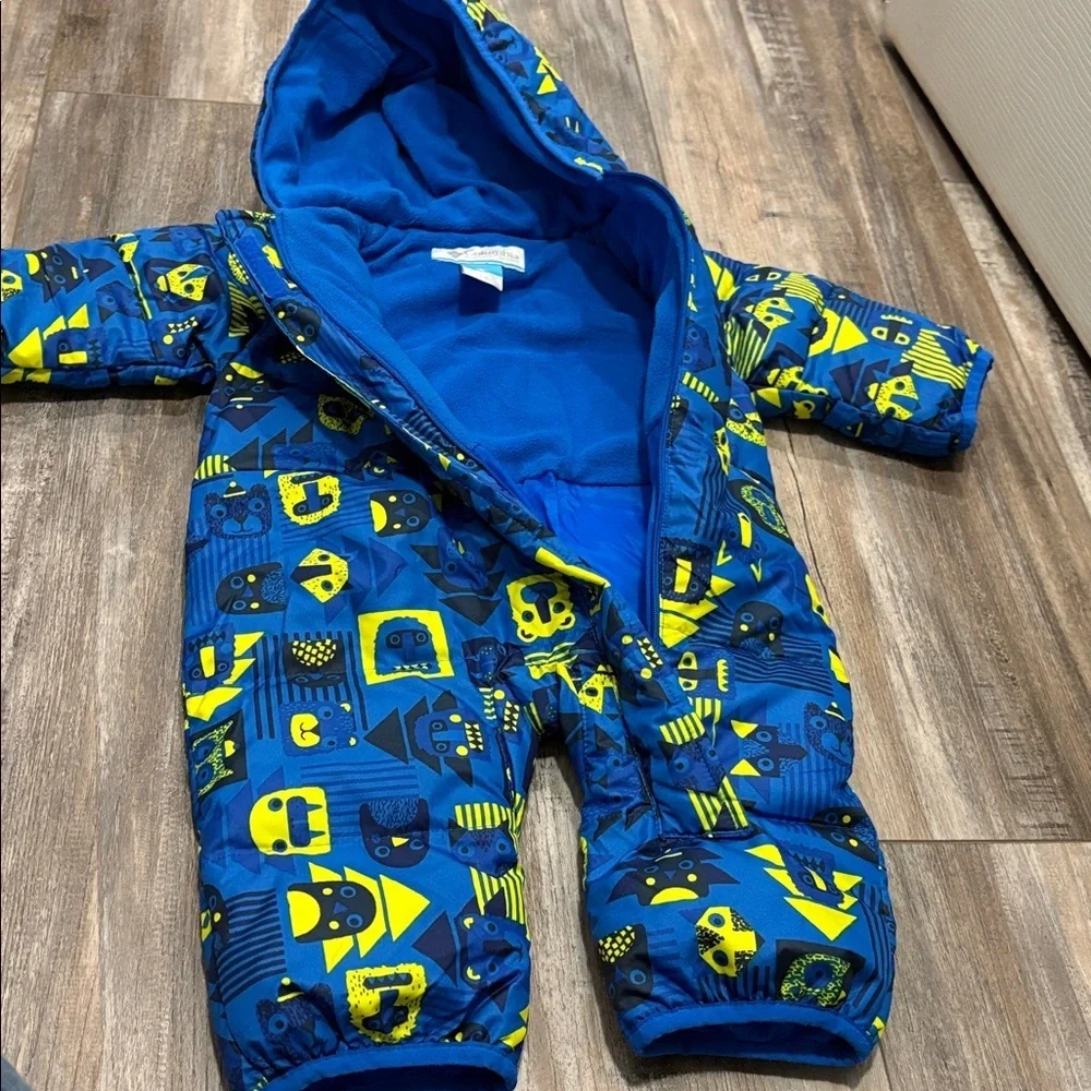 Columbia Snuggly Bunny Down Puffer Baby Bunting 3-6 Months Blue Snowsuit